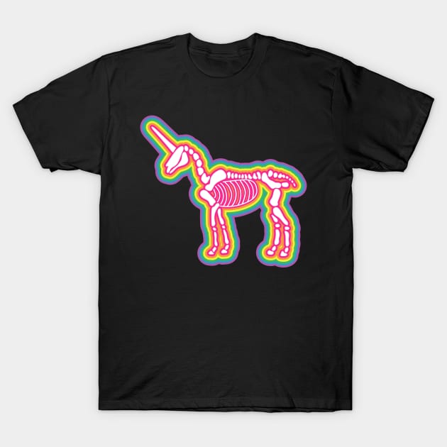 Rainbow Unicorn Skeleton T-Shirt by birdiestreasuretrove
